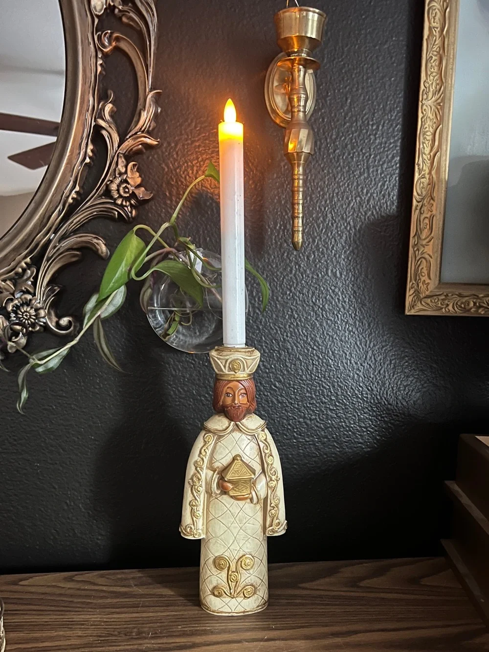 Vintage wise man taper candleholder